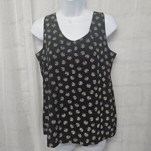 Vintage Ellen Figg Black Tan Seashell Print Tank Sleeveless Retro 8
